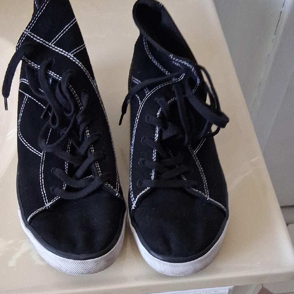 Black Canvas High-Top Sneakers